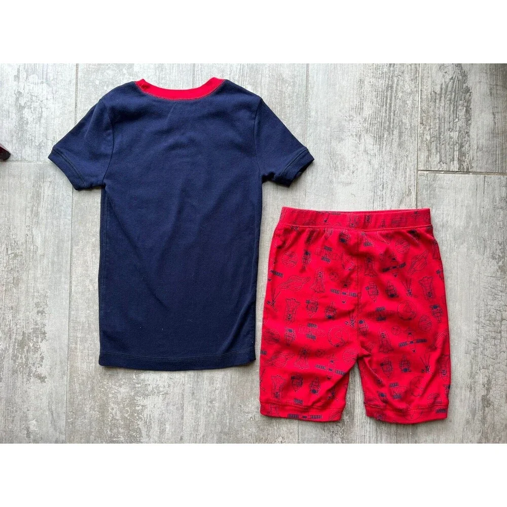 GAP KIDS 2 Piece PJs Glow in Dark Pajama Set Boys Spaceship Space FUTURE 8/9 EUC
